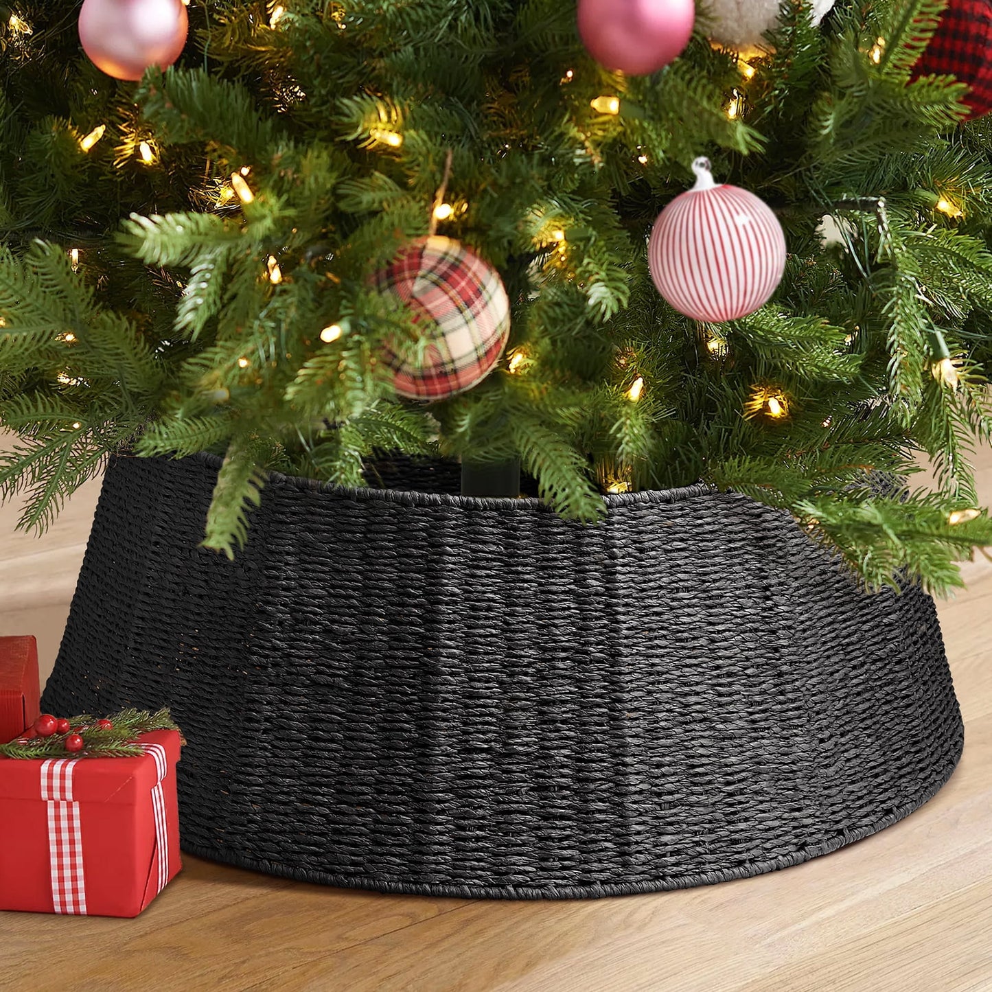 Ayieyill Christmas Tree Collar, Christmas Tree Skirt Cover for Christmas Tree Decorations | Rattan