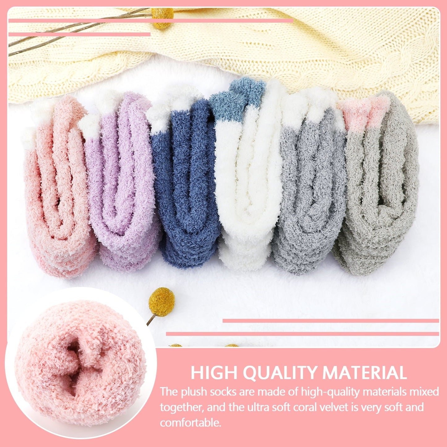 Ayieyill Fuzzy Socks for Women, 6 Pairs Plush Slipper Socks Women, Warm Soft Fluffy Socks Thick Cozy Plush Sock Winter Christmas Socks for Women