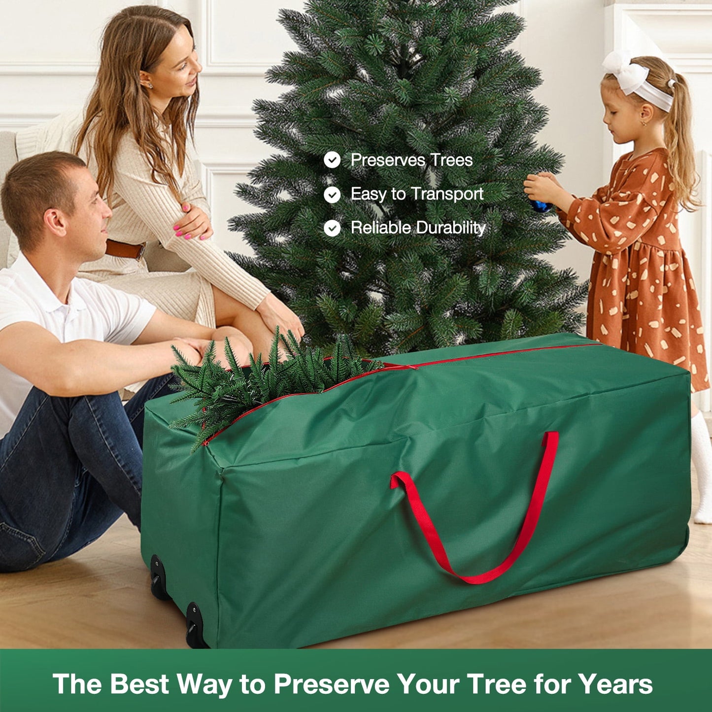 Ayieyill Christmas Tree Storage Bag, Moisture Christmas Tree Bag - for 7.5 FT Artificial Trees, Zippered Bag, Carry Handles and Wheels for Easy Transport