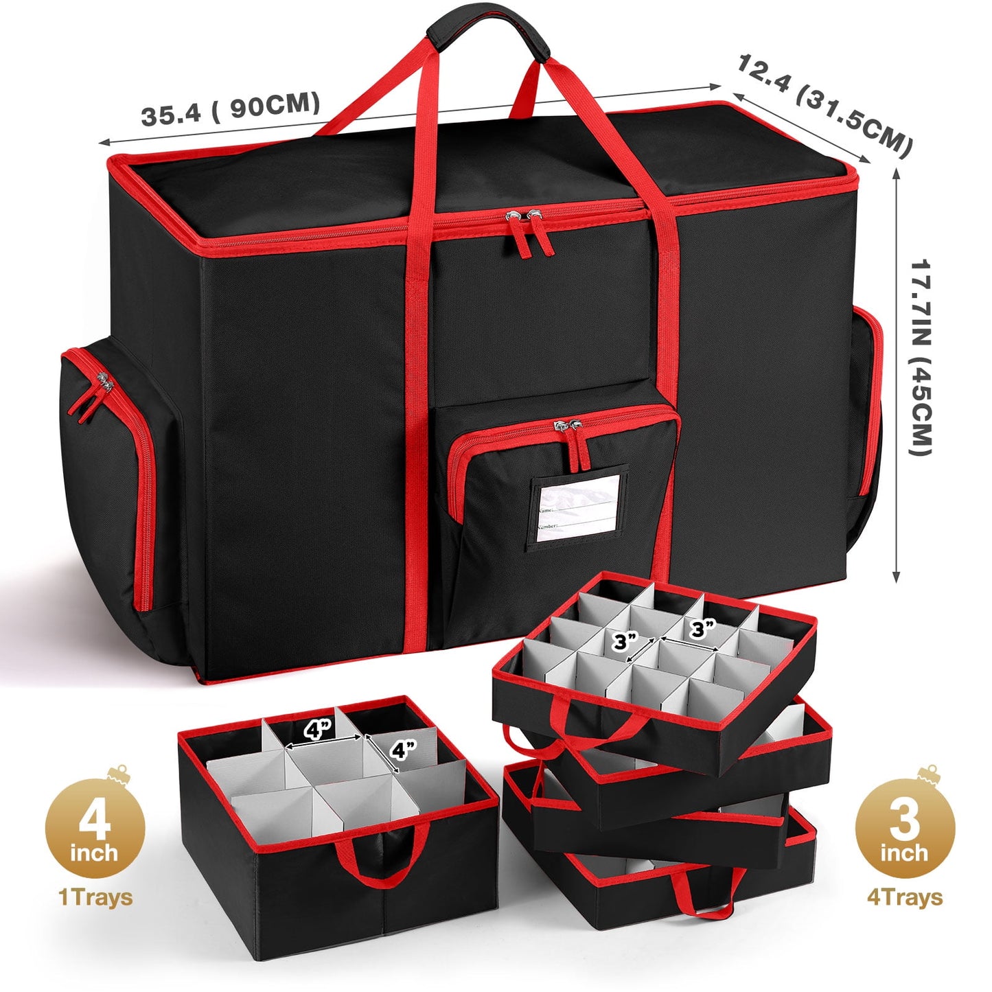 Ayieyill Premium Christmas Ornament Storage Container with Dividers, Fits Up to 73 Ornaments, 600D Tear