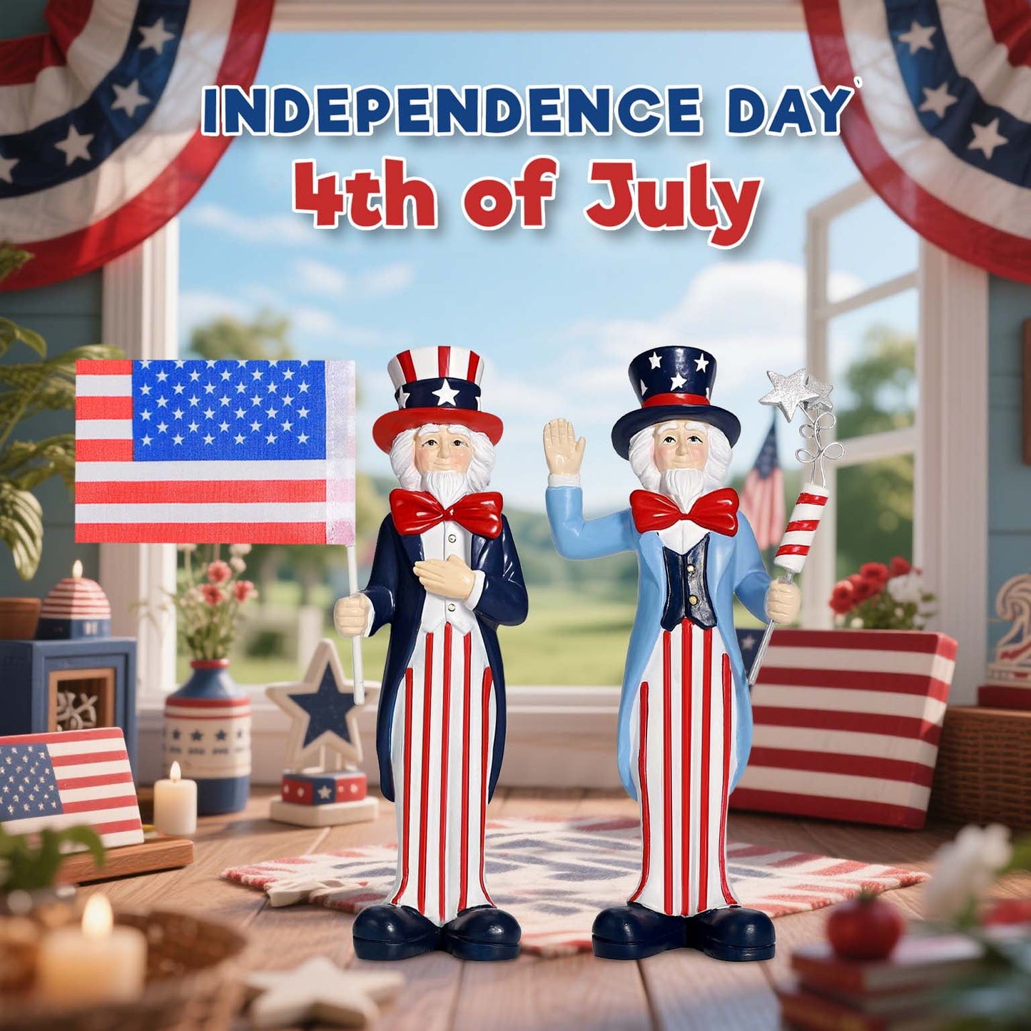 Ayieyill 2Pcs 4th of July Gnomes Decorations, Patriotic Fourth of July decorations(Red White and Blue )