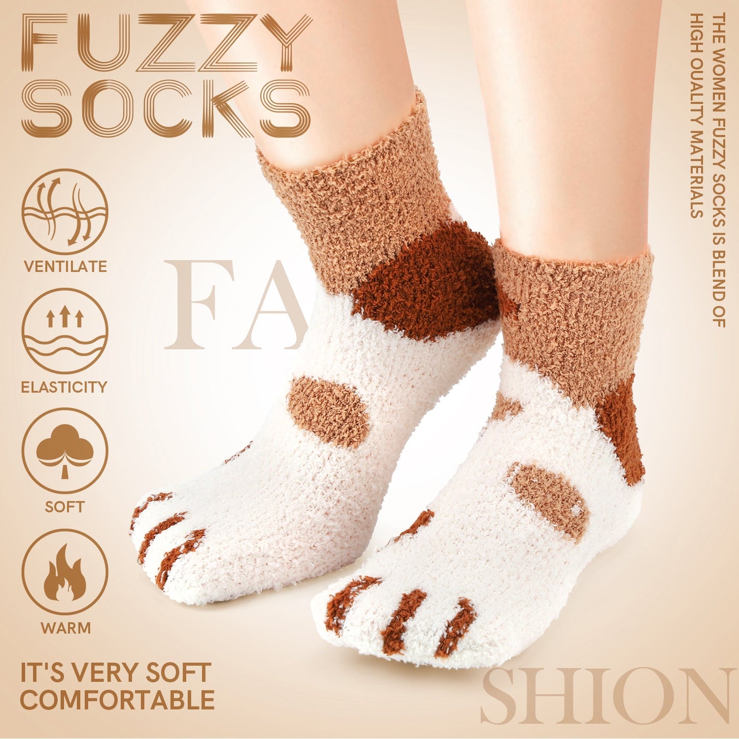 Ayieyill Fuzzy Socks for Women, 6 Pairs Plush Slipper Socks Women, Warm Soft Fluffy Socks Thick Cozy Plush Sock Winter Christmas Socks for Women