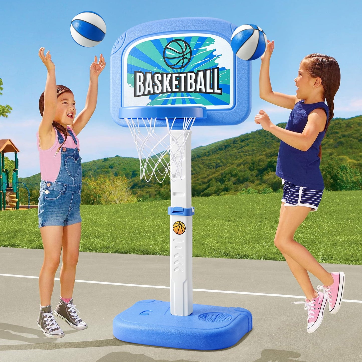 Ayieyill Pool Basketball Hoop, Swimming Pool Basketball Games with Pool Basketball Hoop Poolside and 2 Balls