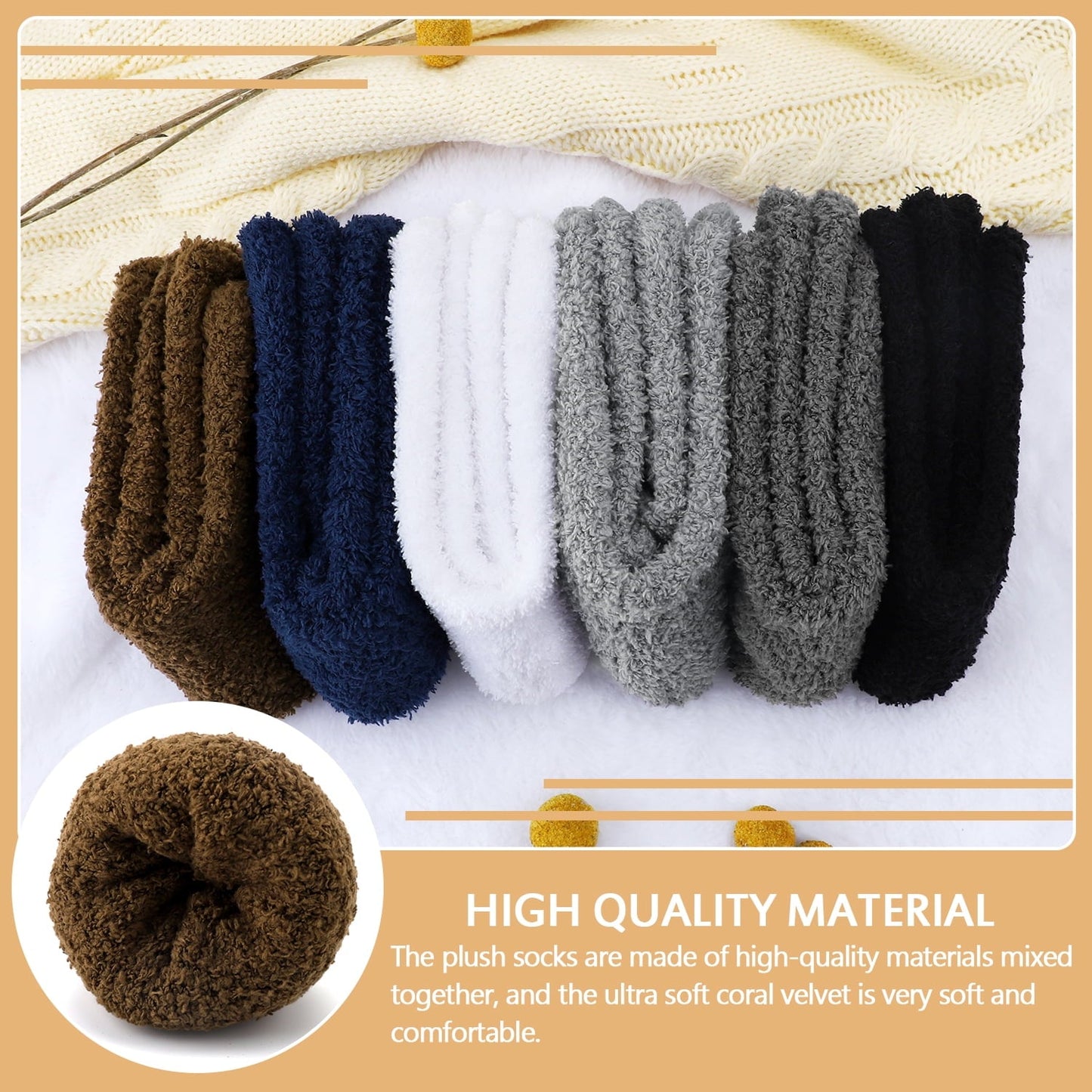 Ayieyill Fuzzy Socks for Women, 6 Pairs Plush Slipper Socks Women, Warm Soft Fluffy Socks Thick Cozy Plush Sock Winter Christmas Socks for Women