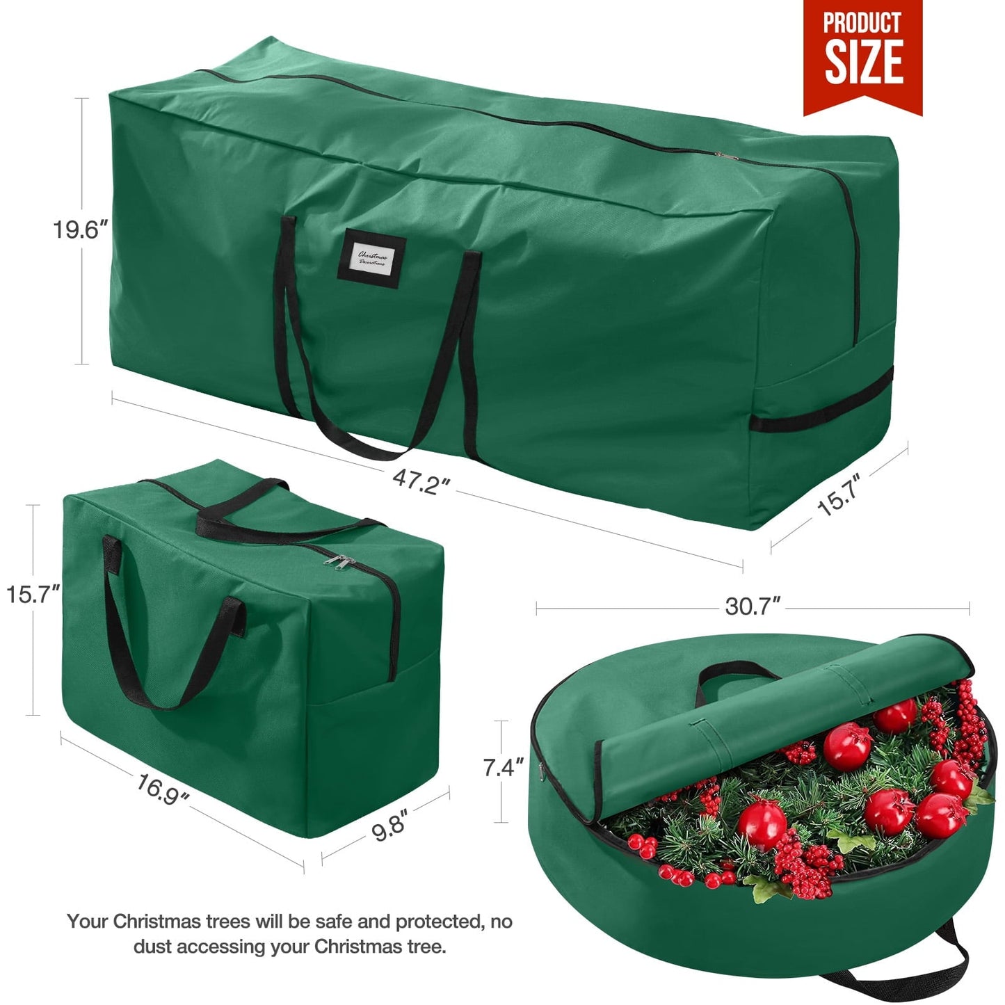 Ayieyill 3Pcs Christmas Tree Storage Bag, Christmas Tree Bag for 7.5 FT Artificial Trees