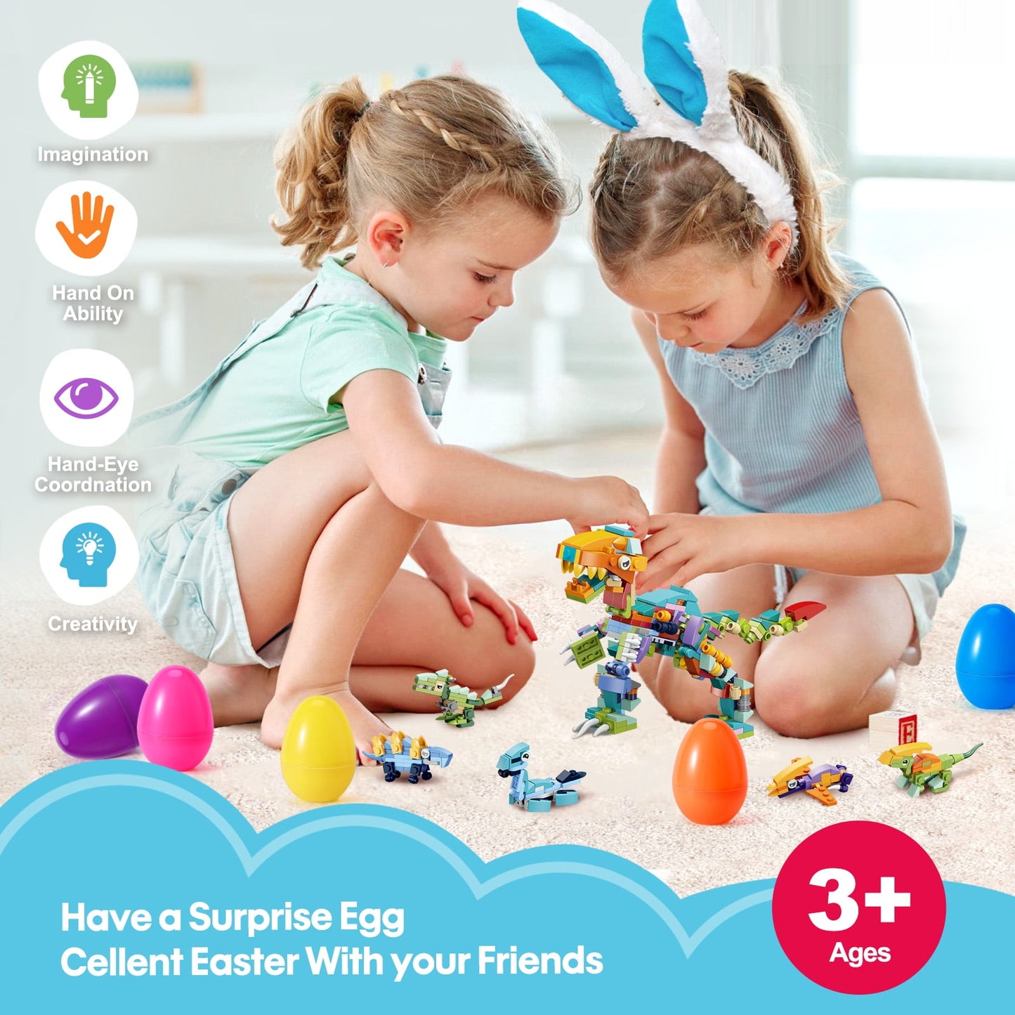 Ayieyill 12Pcs Prefilled Easter Eggs - Toy Filled Easter Eggs Filled with Pull-Back Construction Vehicles