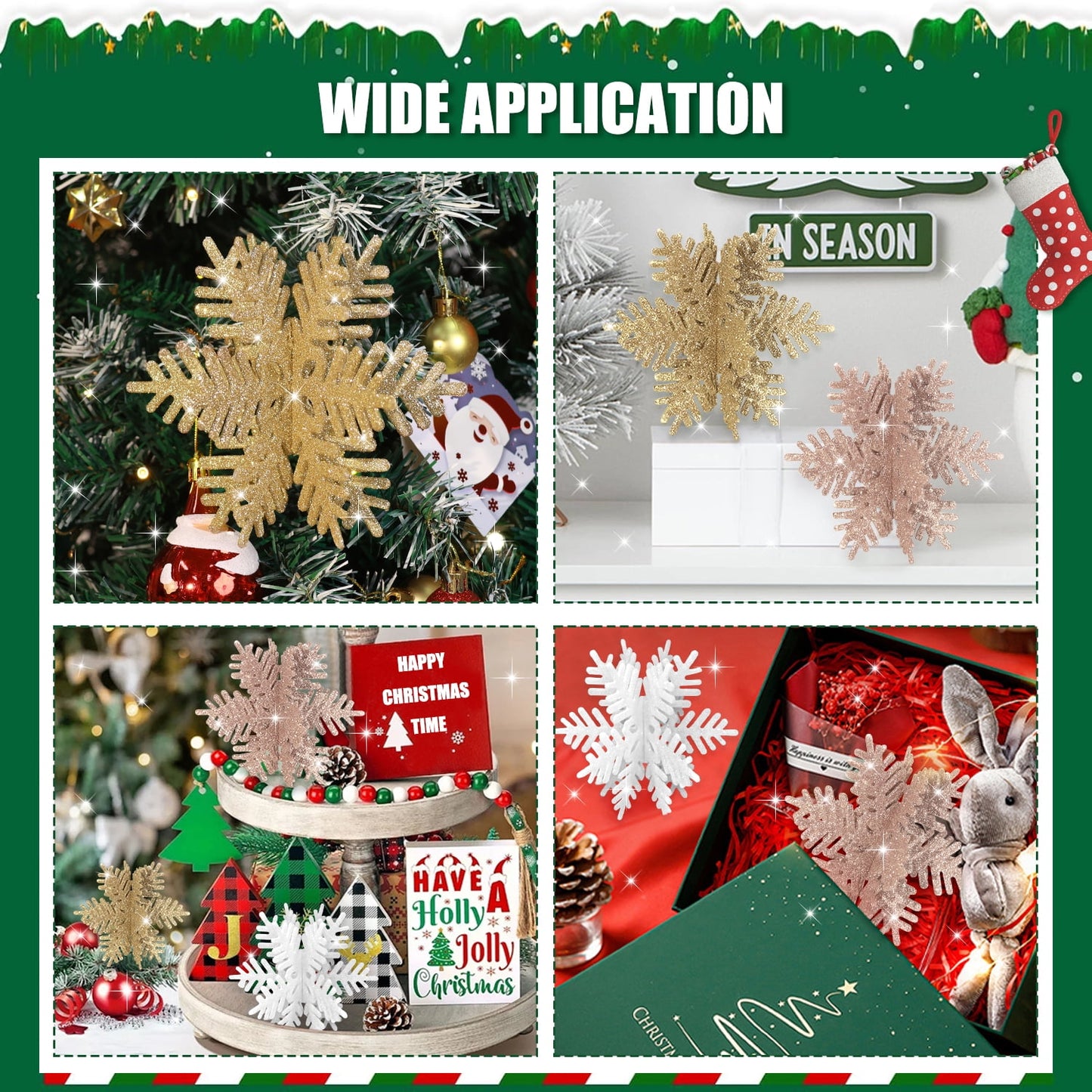 Ayieyill 8 Pcs Snowflake Decorations, Snowflake Christmas Decoration Indoor, Winter 3D Snowflake Christmas Tabletop Decor