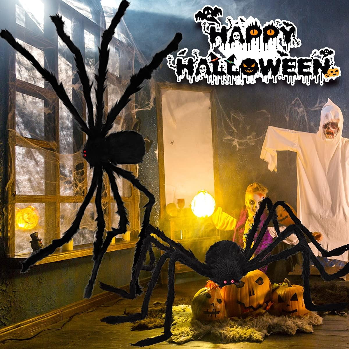Ayieyill Halloween Spider Decorations 5 ft Giant Spider Halloween Outdoor Decorations