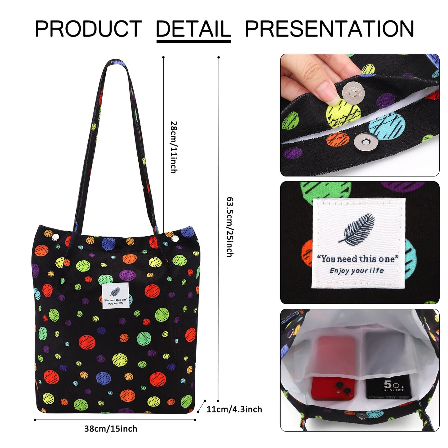Ayieyill Corduroy Tote Bag Large for Women Girl Lady Canvas Shoulder Cord Purse and Handbags with Inner Pocket