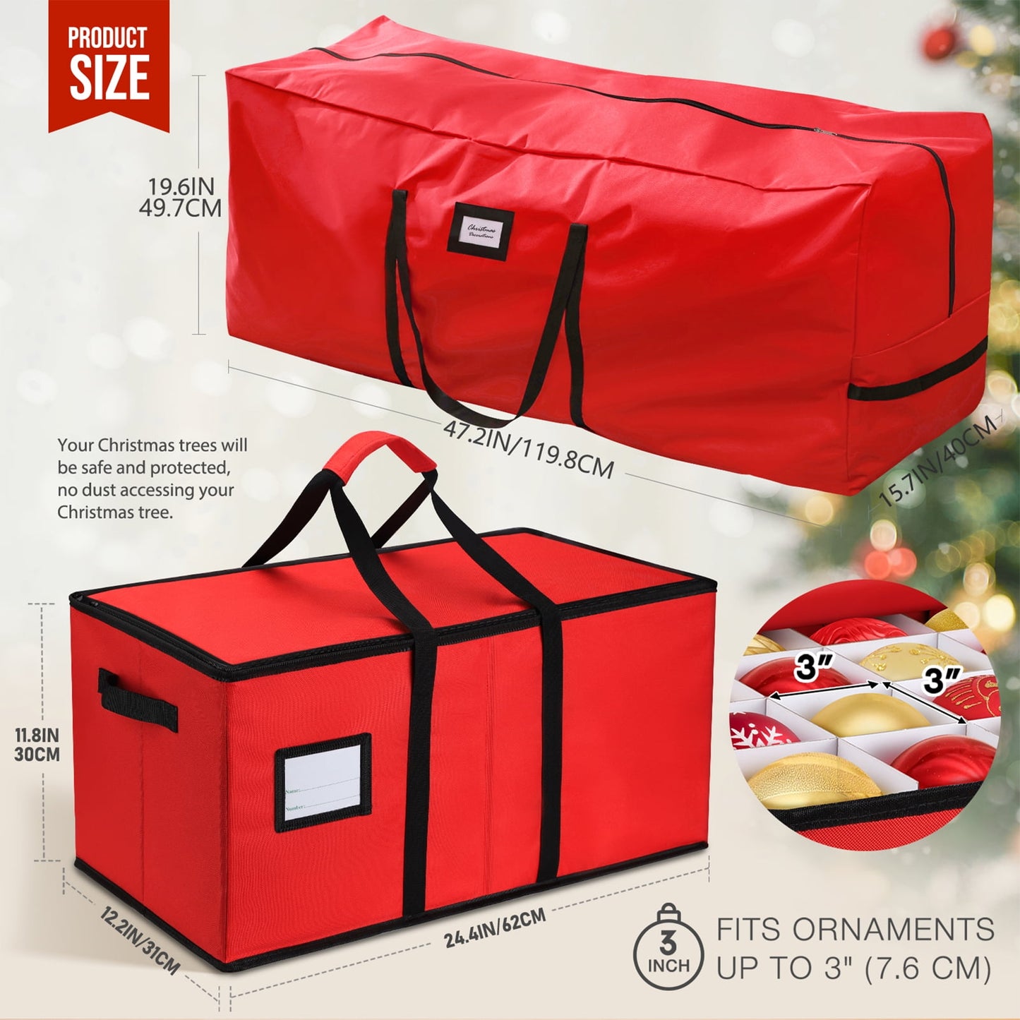 Ayieyill Christmas Tree Storage Bag and Christmas Ornament Storage Fits Up to 128 Ornament