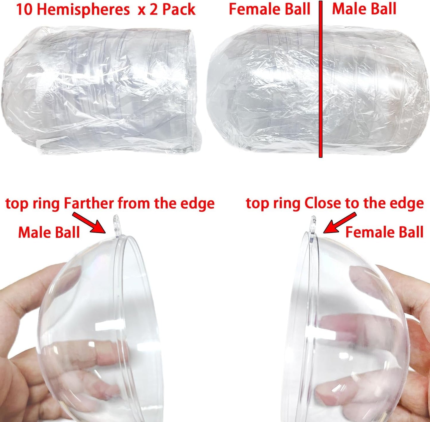 Ayieyill 20 Pack Clear Plastic Christmas Ornaments 3.15in Fillable Ornaments DIY Christmas Balls for Tree Decor