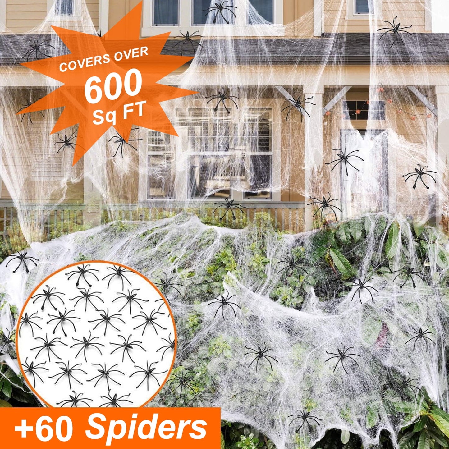 Ayieyill 1000sqft Halloween Spider Webs Decorations with 150 Extra Fake Spiders, Super Stretchy Cobwebs for Halloween Decorations Indoor and Outdoor