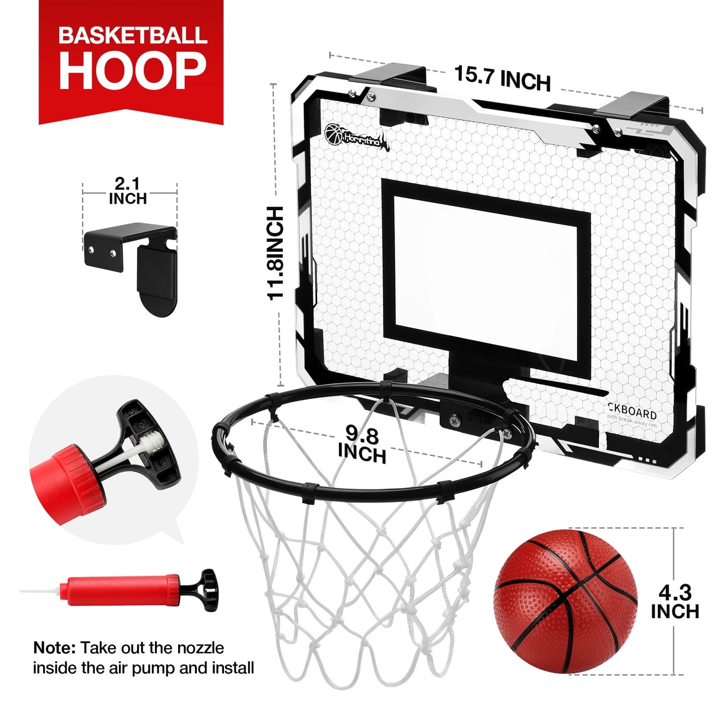 Ayieyill Basketball Hoop Indoor for Kids 15.7" x 11.8" - Automatic Scoring Basketball Hoop Mini Basketball Hoop for Door with 3 Balls, Basketball Toy for Kids Boy Toys Teens Adults