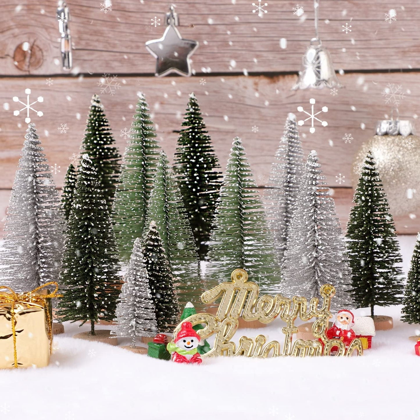 Ayieyill 30Pcs Mini Christmas Trees - Artificial Christmas Trees Bottle Brush Trees with 5 Sizes