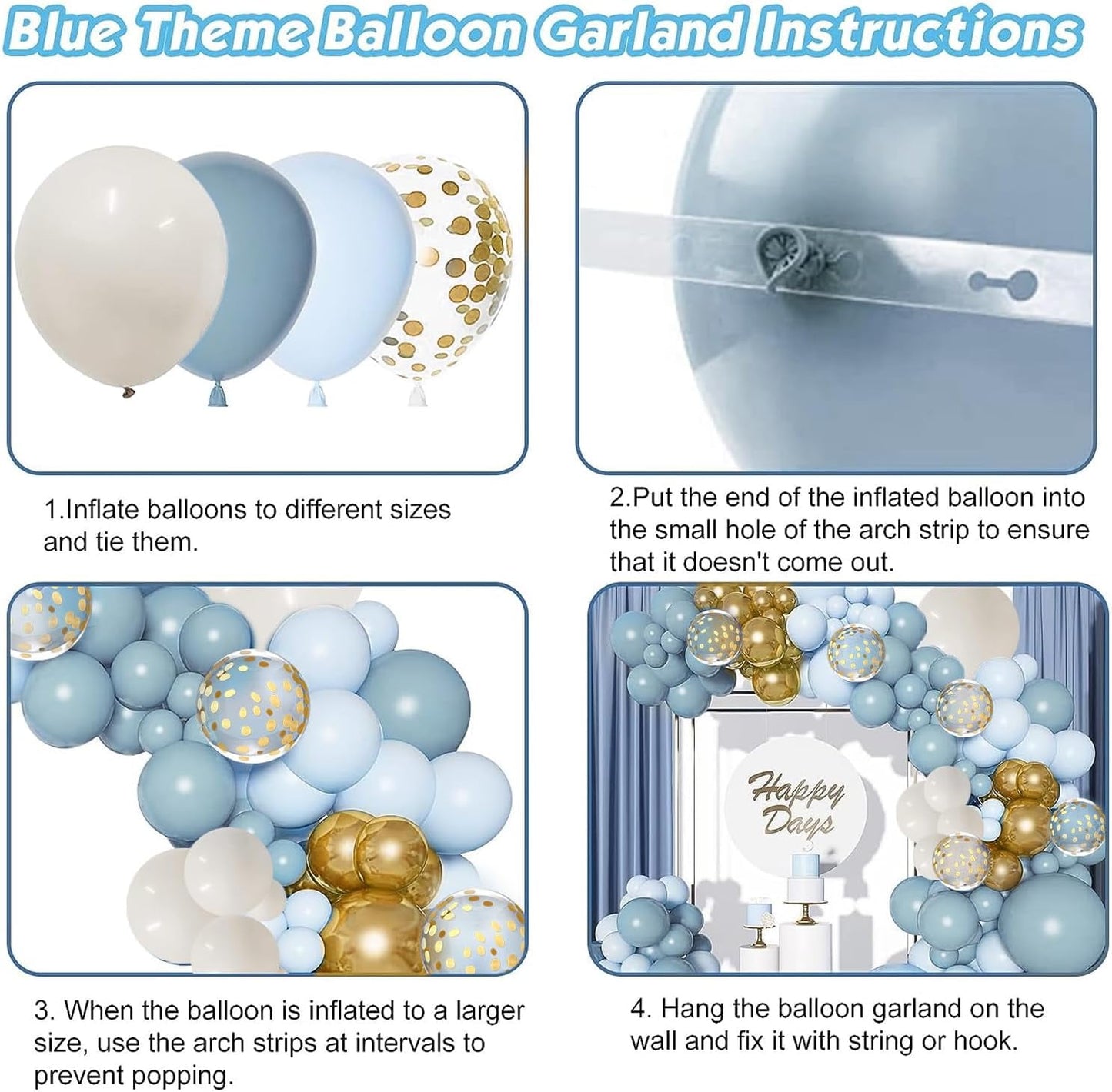 Ayieyill 156pcs Balloon Garland Arch Kit for Baby Shower, Wedding, Birthday, Party Decorations