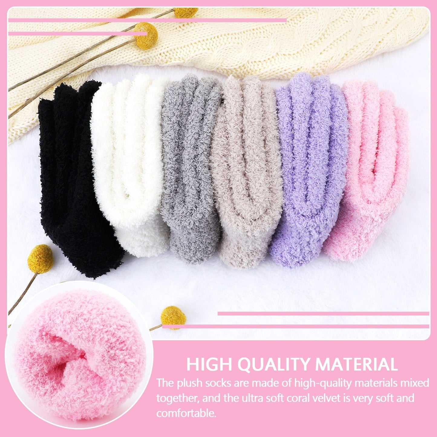 Ayieyill Fuzzy Socks for Women, 6 Pairs Plush Slipper Socks Women, Warm Soft Fluffy Socks Thick Cozy Plush Sock Winter Christmas Socks for Women