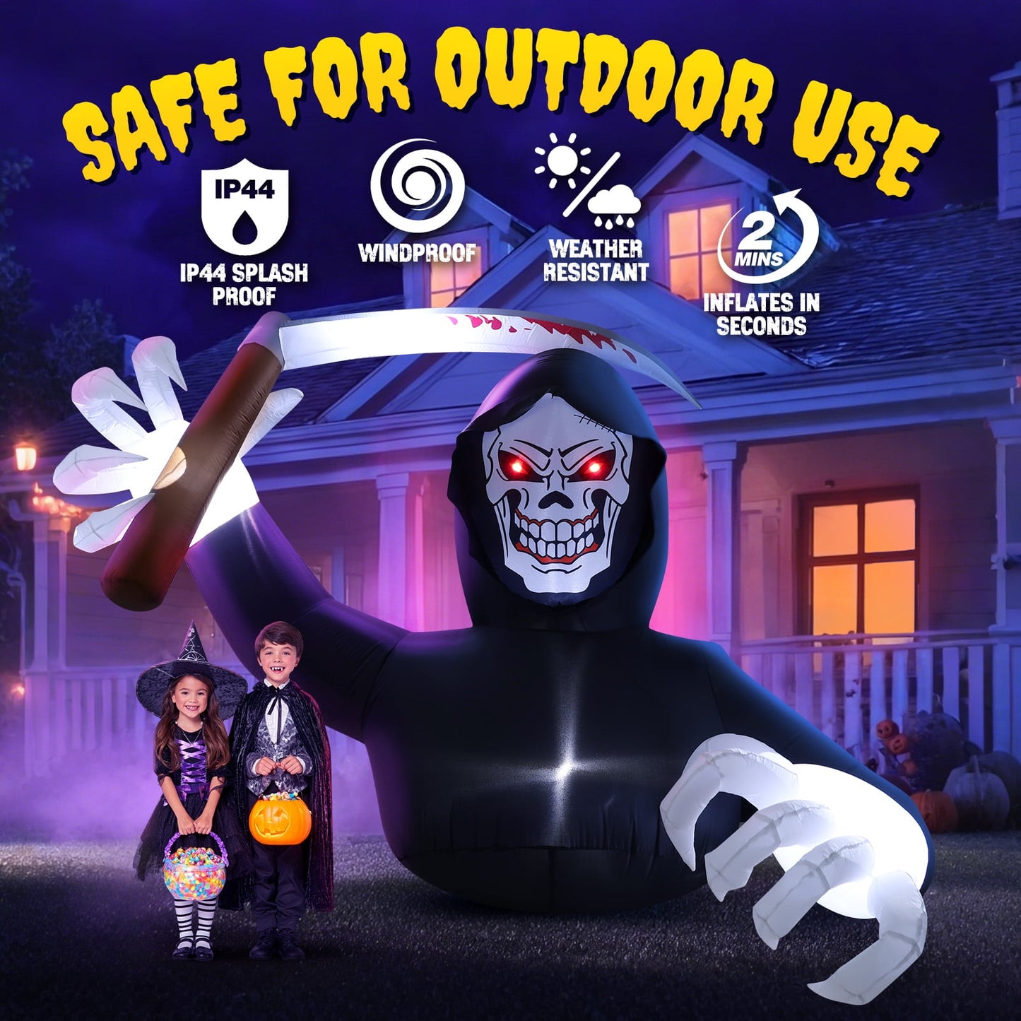 Ayieyill 5.9FT Halloween Inflatables Grim Reaper with LED Lights Halloween Blow Up Yard Decorations