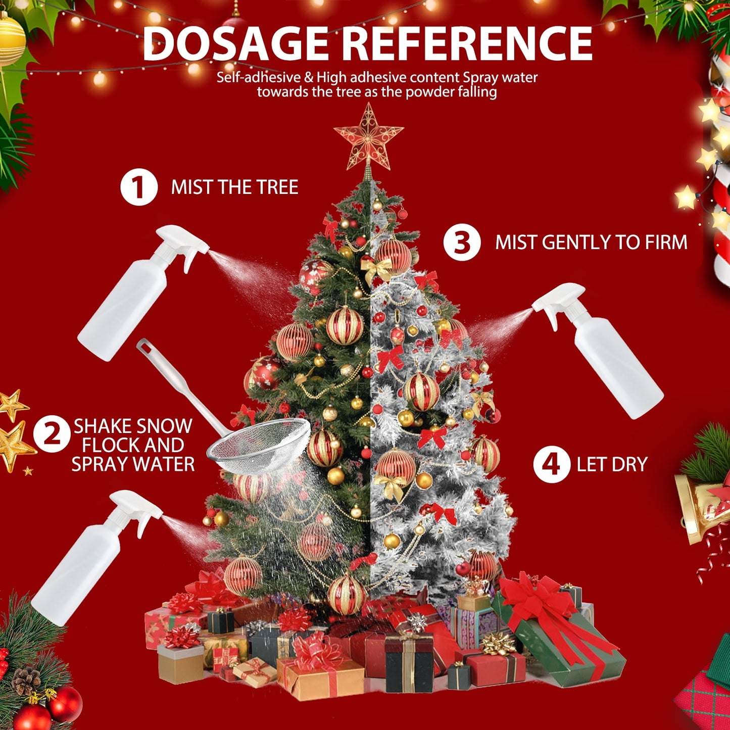Ayieyill Flocking Powder with A Spray Bottle, Instant Snow Fake Snow, Flocking Kit for Christmas Decorations Indoor Outdoor