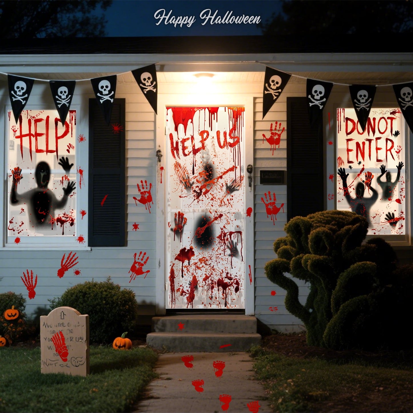 Ayieyill Halloween Window Clings Decorations, Skeleton Decals Halloween Window Stickers for Glass Windows