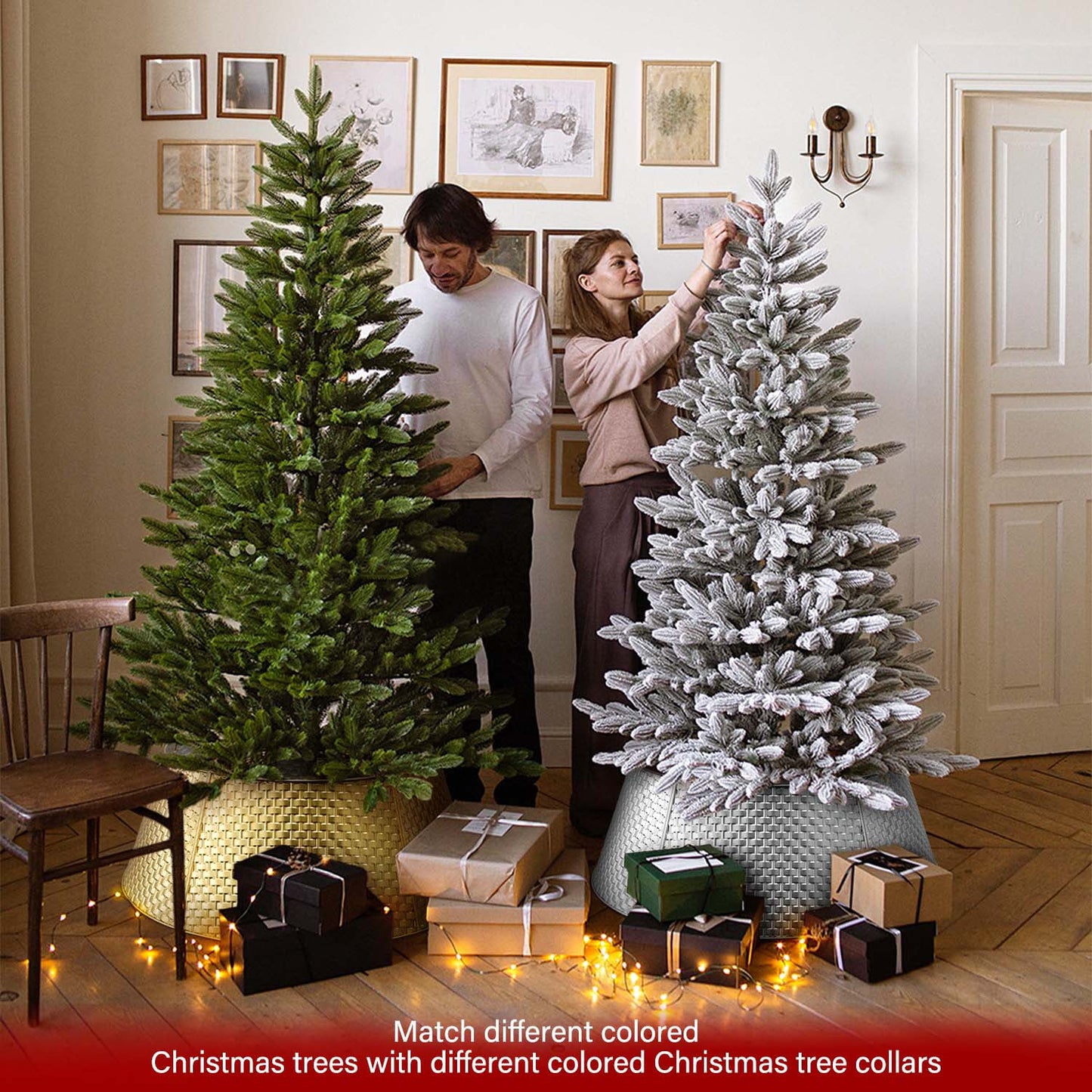 Ayieyill 28 inch Christmas Tree Collar, Christmas Tree Stand Cover for Christmas Tree Decorations | Metal