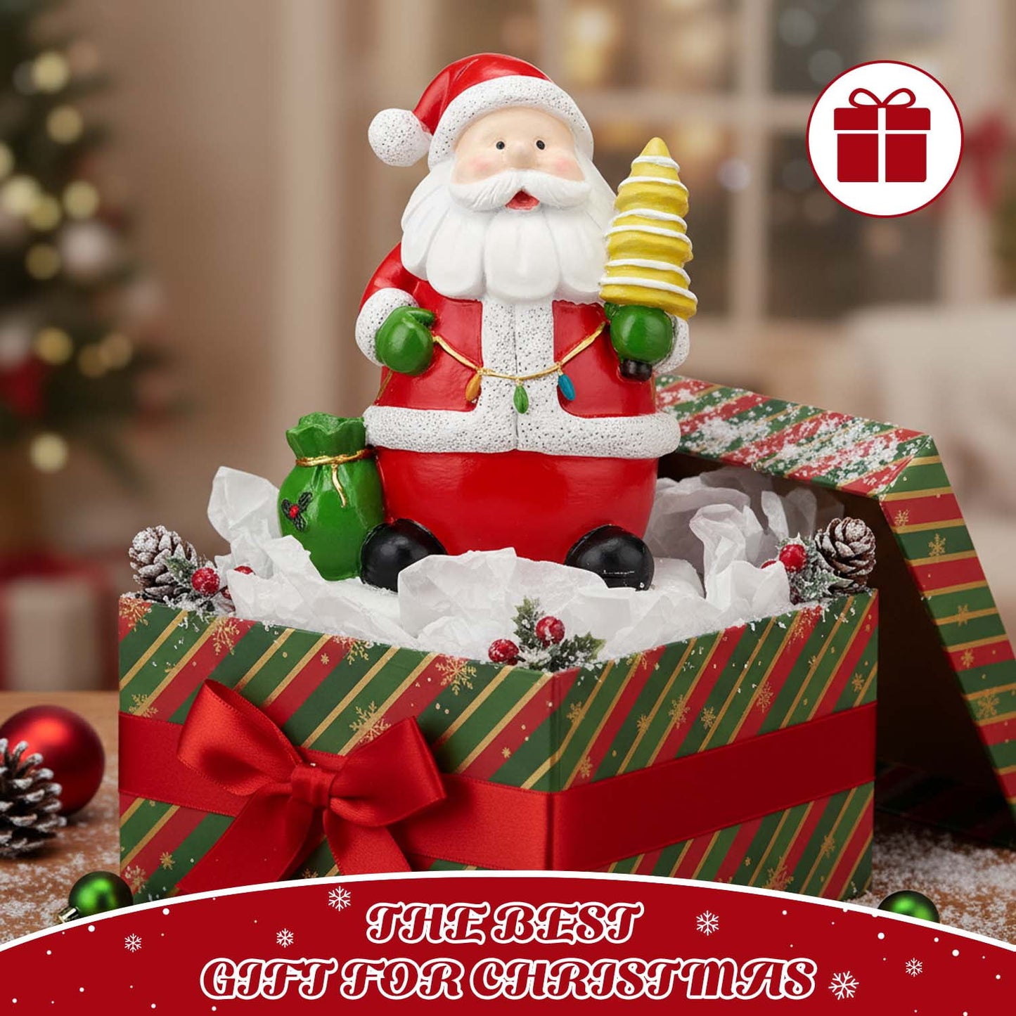 Ayieyill Christmas Santa Claus Stocking Holder, Resin Stocking Holders for Mantle Christmas Decorations