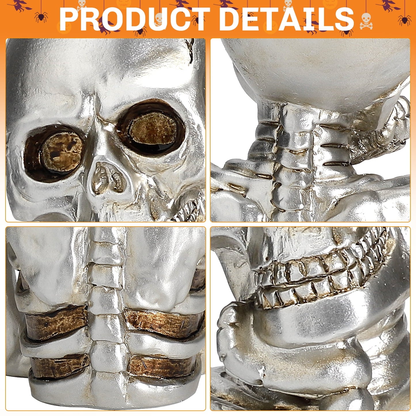 Ayieyill 2PCS Skeleton Halloween Decor, Thinking Skeleton Halloween Decorations Indoor for Table
