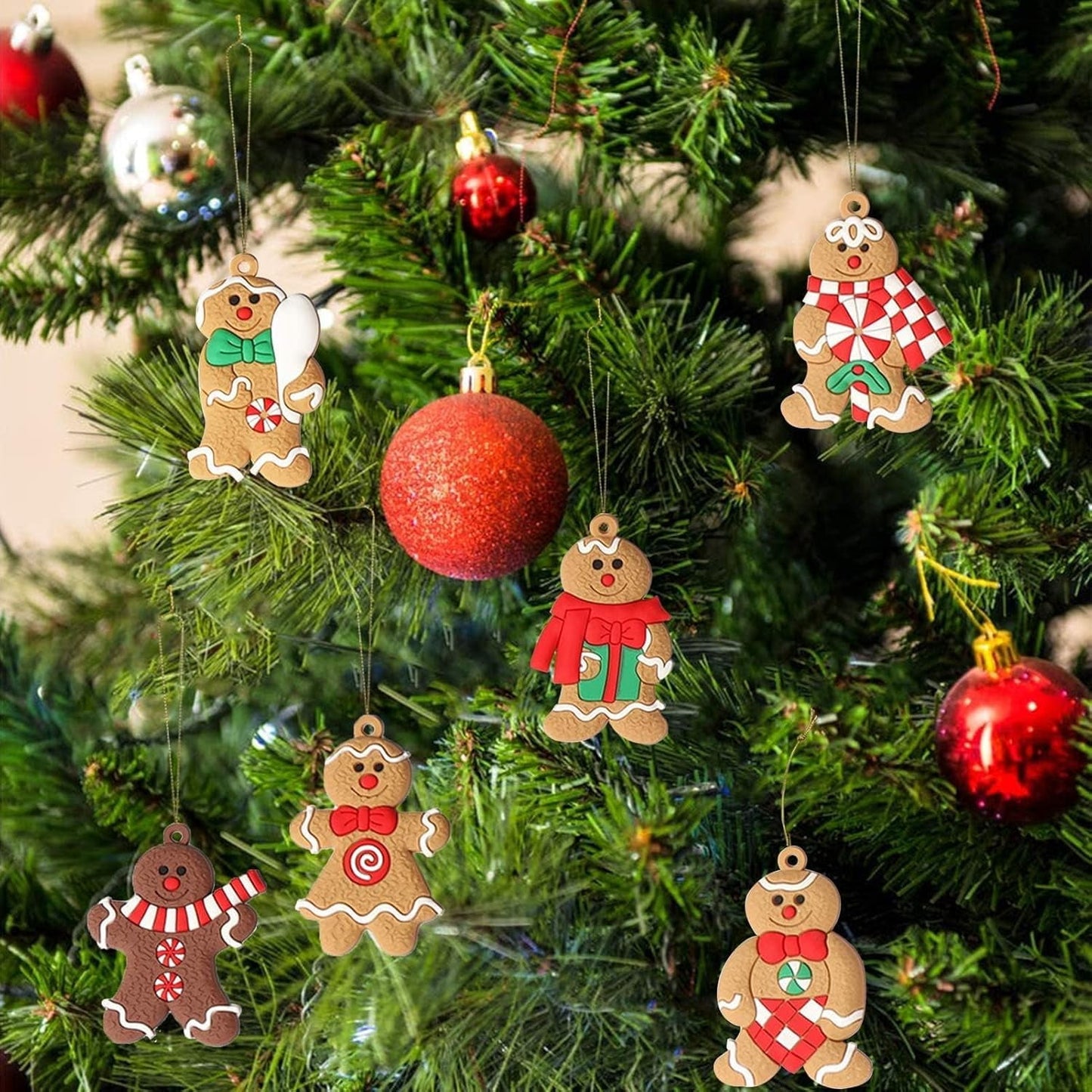 Ayieyill 14pcs Gingerbread Christmas Ornaments Gingerbread Christmas Tree Decorations Holiday Decor