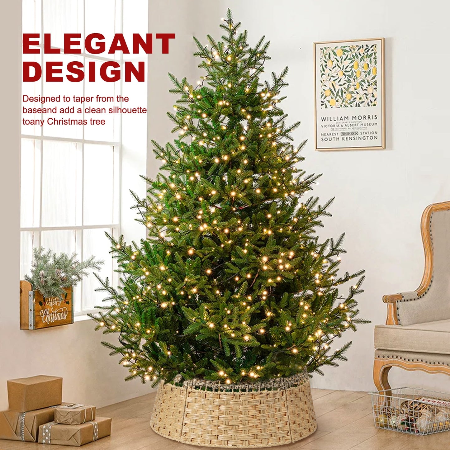 Ayieyill 26 Inch Christmas Tree Collar, Christmas Tree Stand Cover for Christmas Tree Decorations | Wooden