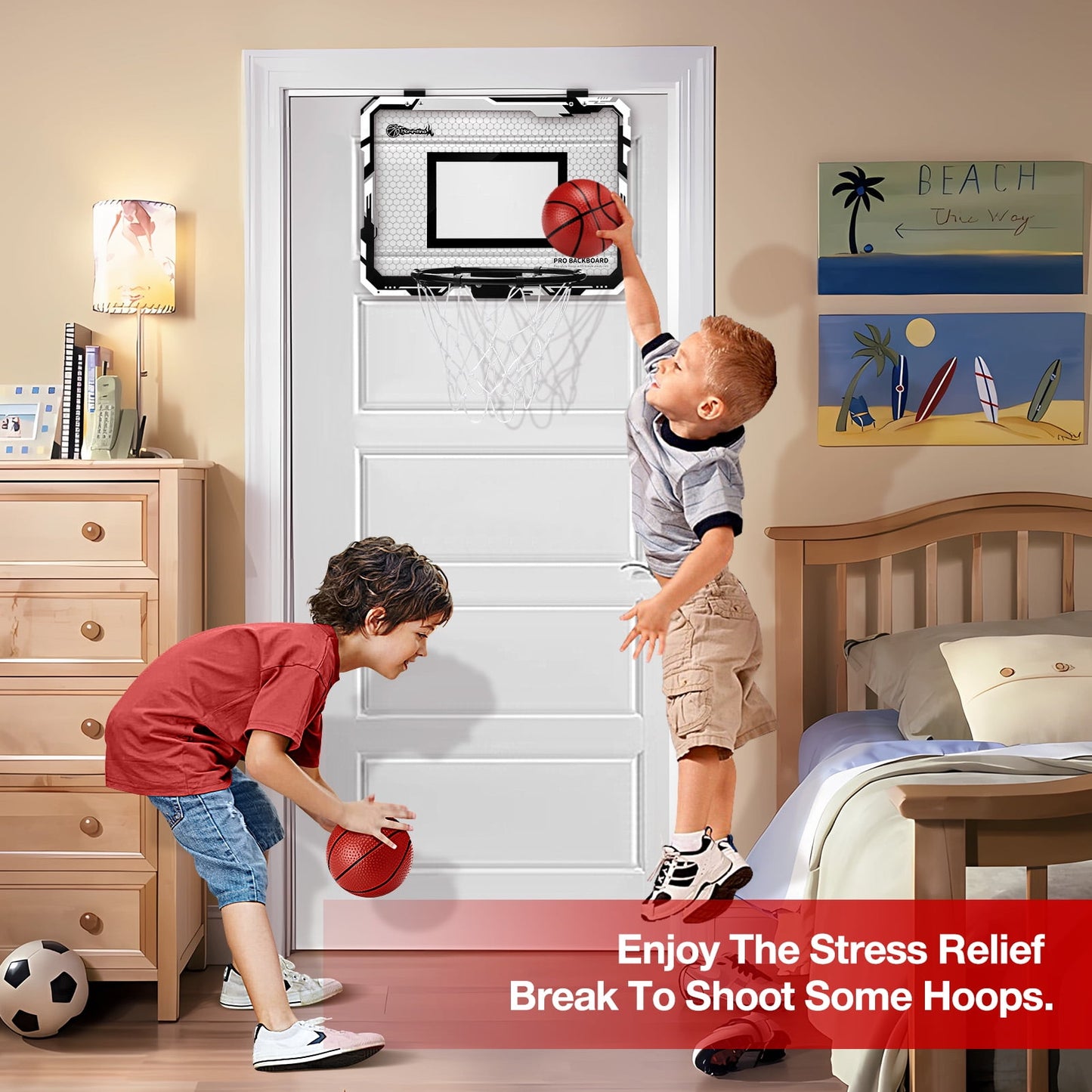 Ayieyill Basketball Hoop Indoor for Kids 15.7" x 11.8" - Automatic Scoring Basketball Hoop Mini Basketball Hoop for Door with 3 Balls, Basketball Toy for Kids Boy Toys Teens Adults