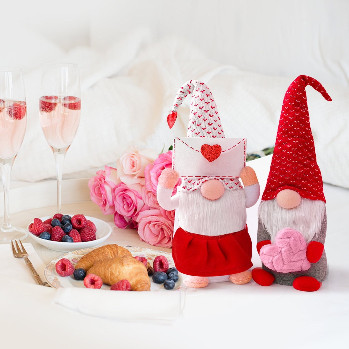 Ayieyill 2pcs Gnome Decor Valentine Day Home Decorations Gnomes Plush,Mr and Mrs Handmake Scandinavian Tomte