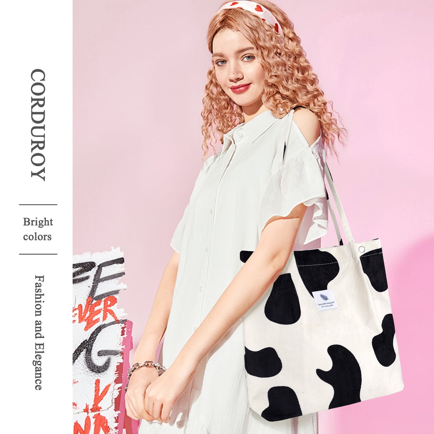 Ayieyill Corduroy Tote Bag Large for Women Girl Lady Canvas Shoulder Cord Purse and Handbags with Inner Pocket