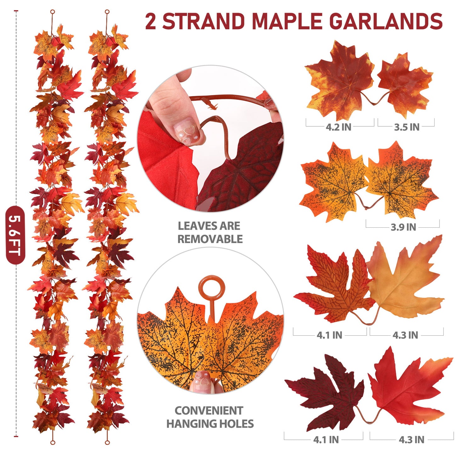 Ayieyill 50 PCS Fall Garland Maple Leaf Artificial Pumpkins and Gourds Set