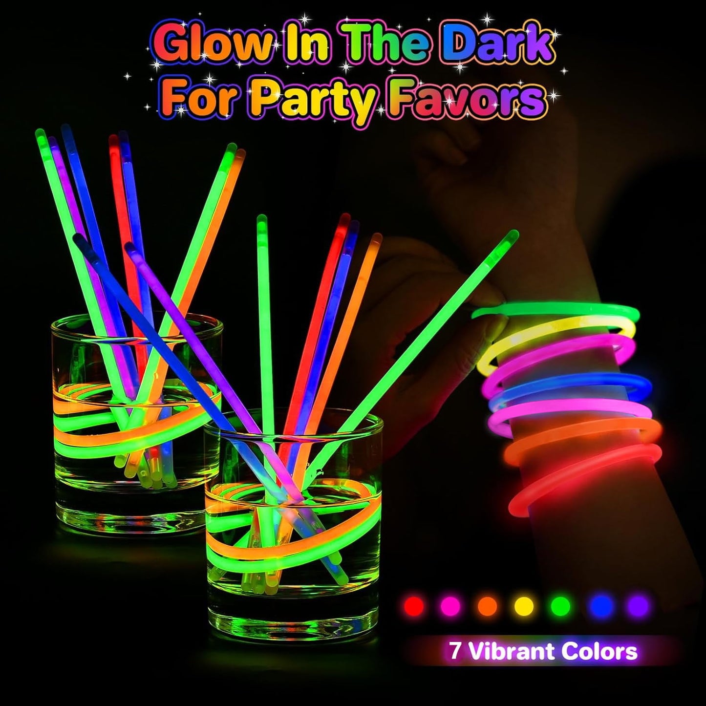 Ayieyill Glow Sticks Bulk Party Pack 8" Halloween Glow Sticks for Kids Glow in the Dark Party Supplies