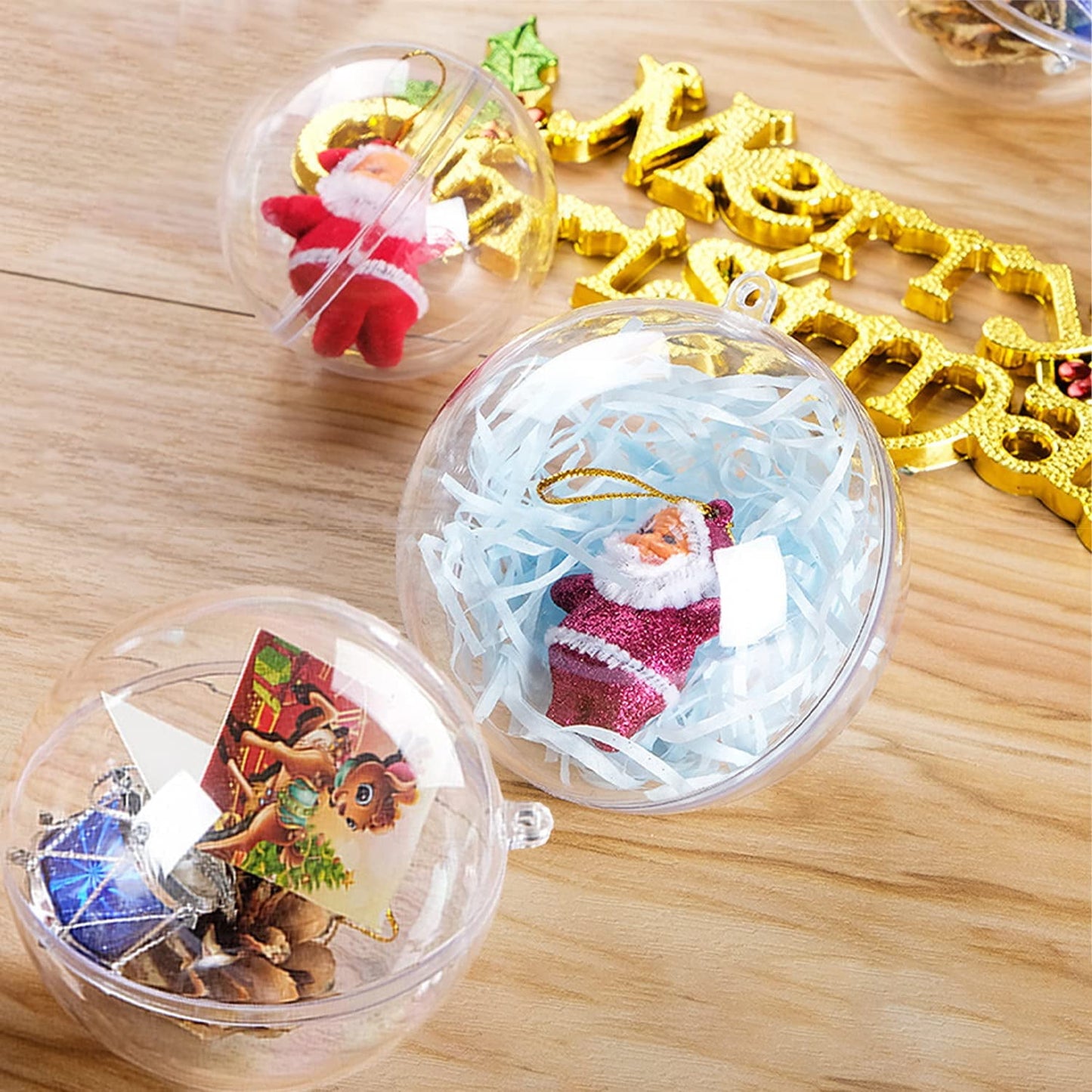 Ayieyill 20 Pack Clear Plastic Christmas Ornaments 3.15in Fillable Ornaments DIY Christmas Balls for Tree Decor