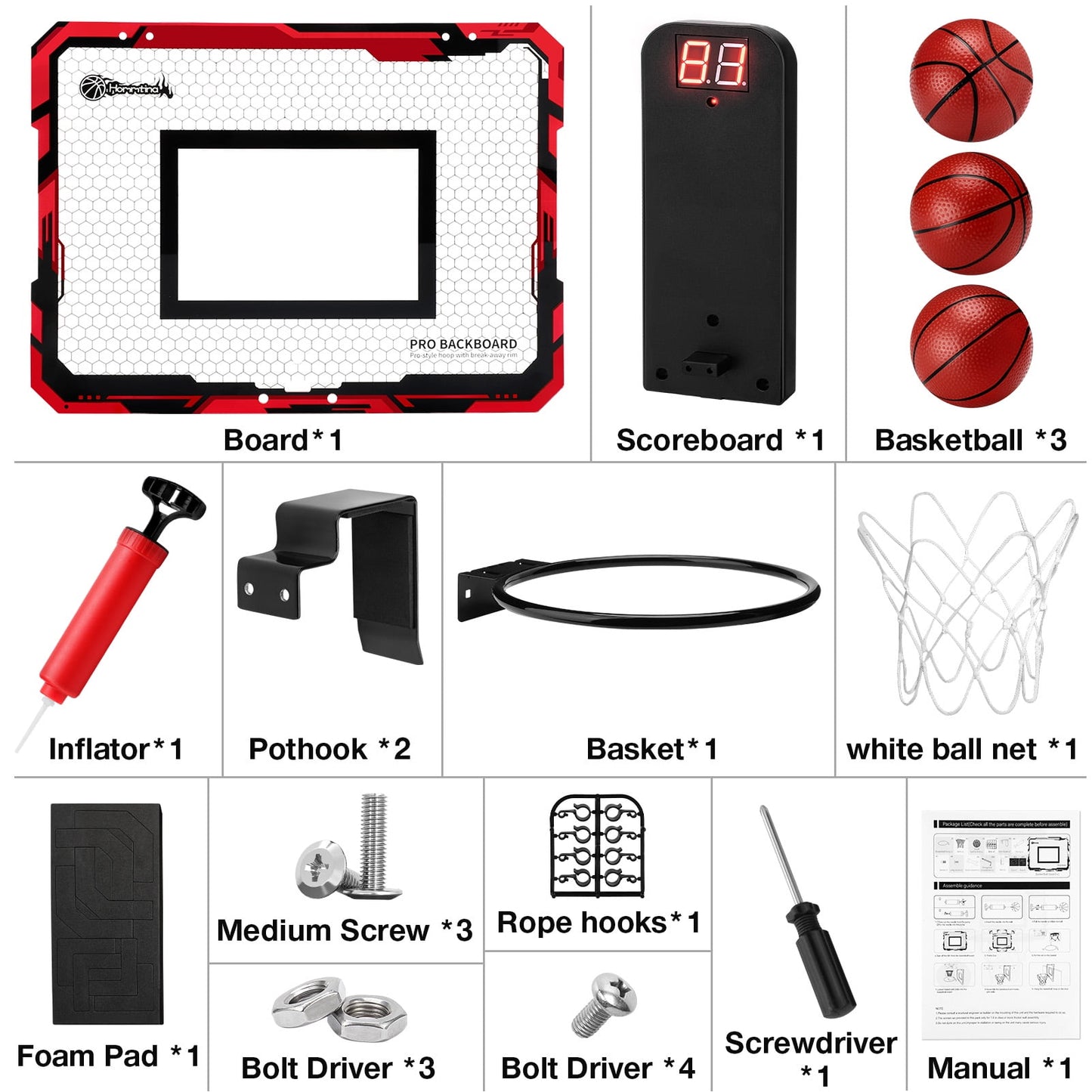 Ayieyill Basketball Hoop Indoor for Kids 15.7" x 11.8" - Automatic Scoring Basketball Hoop Mini Basketball Hoop for Door with 3 Balls, Basketball Toy for Kids Boy Toys Teens Adults