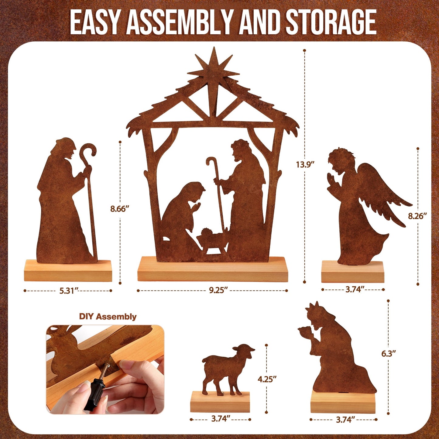 Ayieyill Christmas Tabletop Decorations Indoor, 5pcs Tree and Reindeer Rustic Christmas Decor