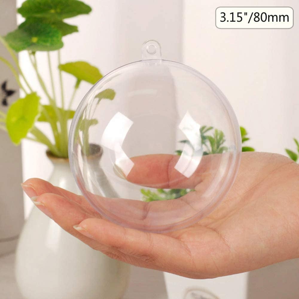Ayieyill 20 Pack Clear Plastic Christmas Ornaments 3.15in Fillable Ornaments DIY Christmas Balls for Tree Decor