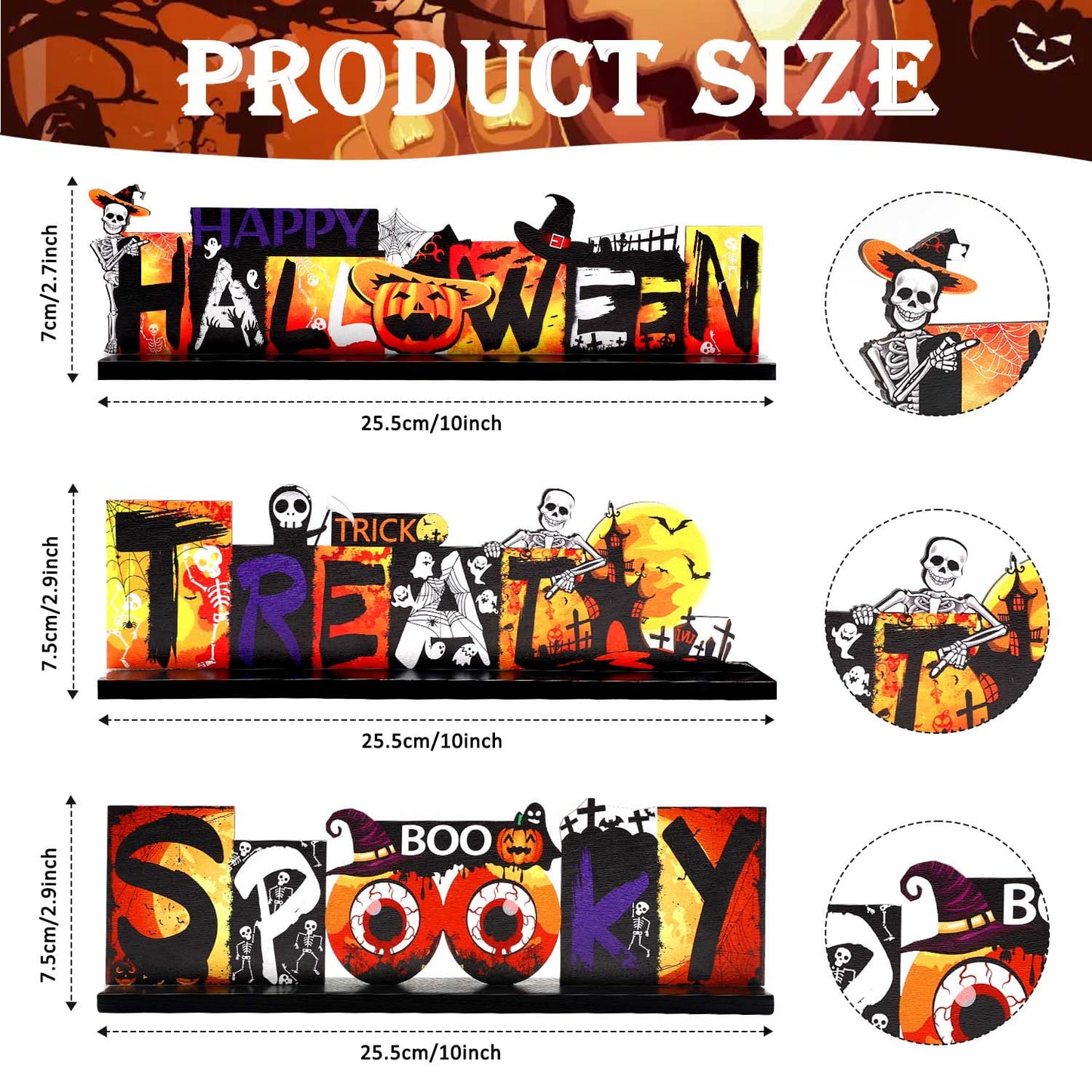 Ayieyill 3 Pieces Halloween Table Decorations Pumpkin Table Centerpiece, Halloween Indoor Decor