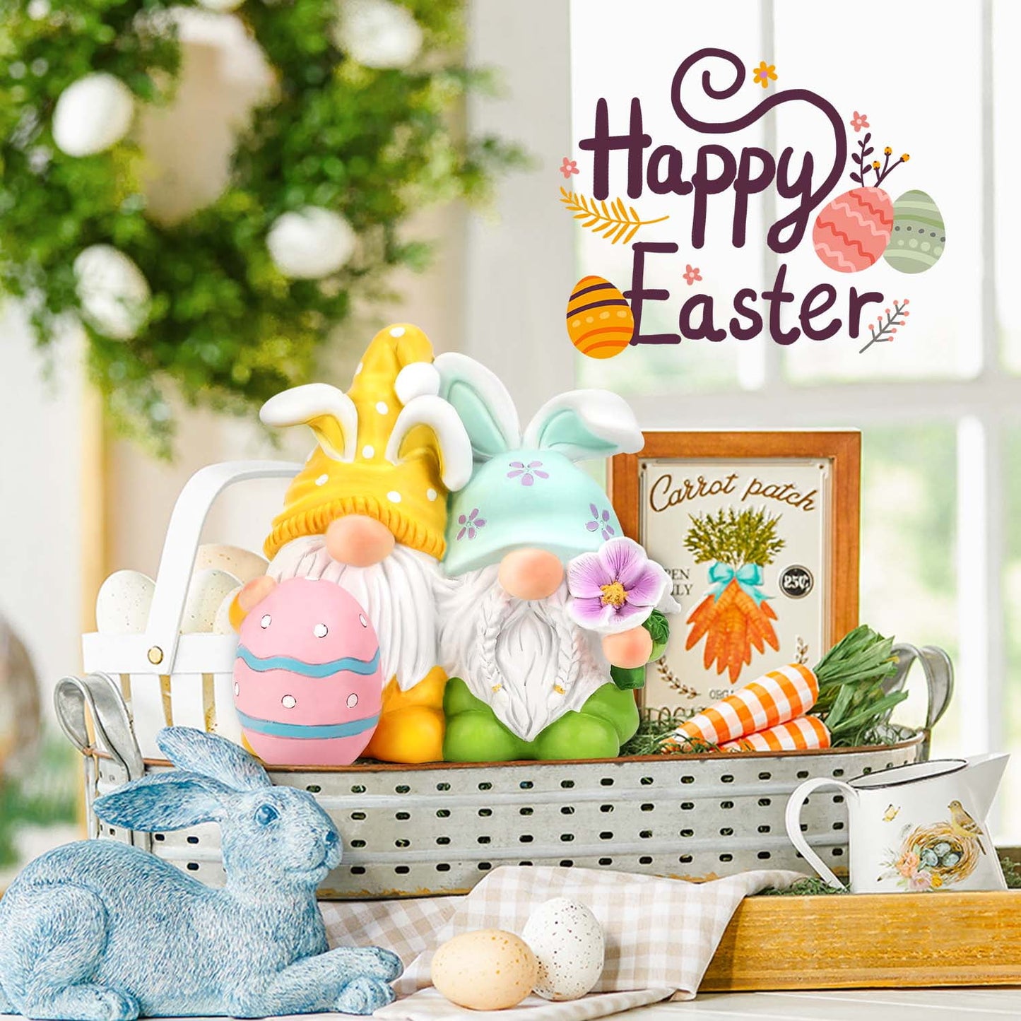 Ayieyill Easter Gnomes Decorations Easter Bunny Gnomes Cute Spring Swedish Tomte Gnomes Resin Gnome