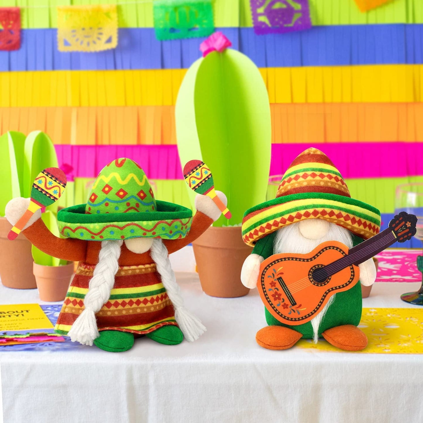 Ayieyill 2pcs Mexican Gnomes Cinco de Mayo Tomte for Mexican Taco Tuesday, Gnomes Plush Mexican Decor