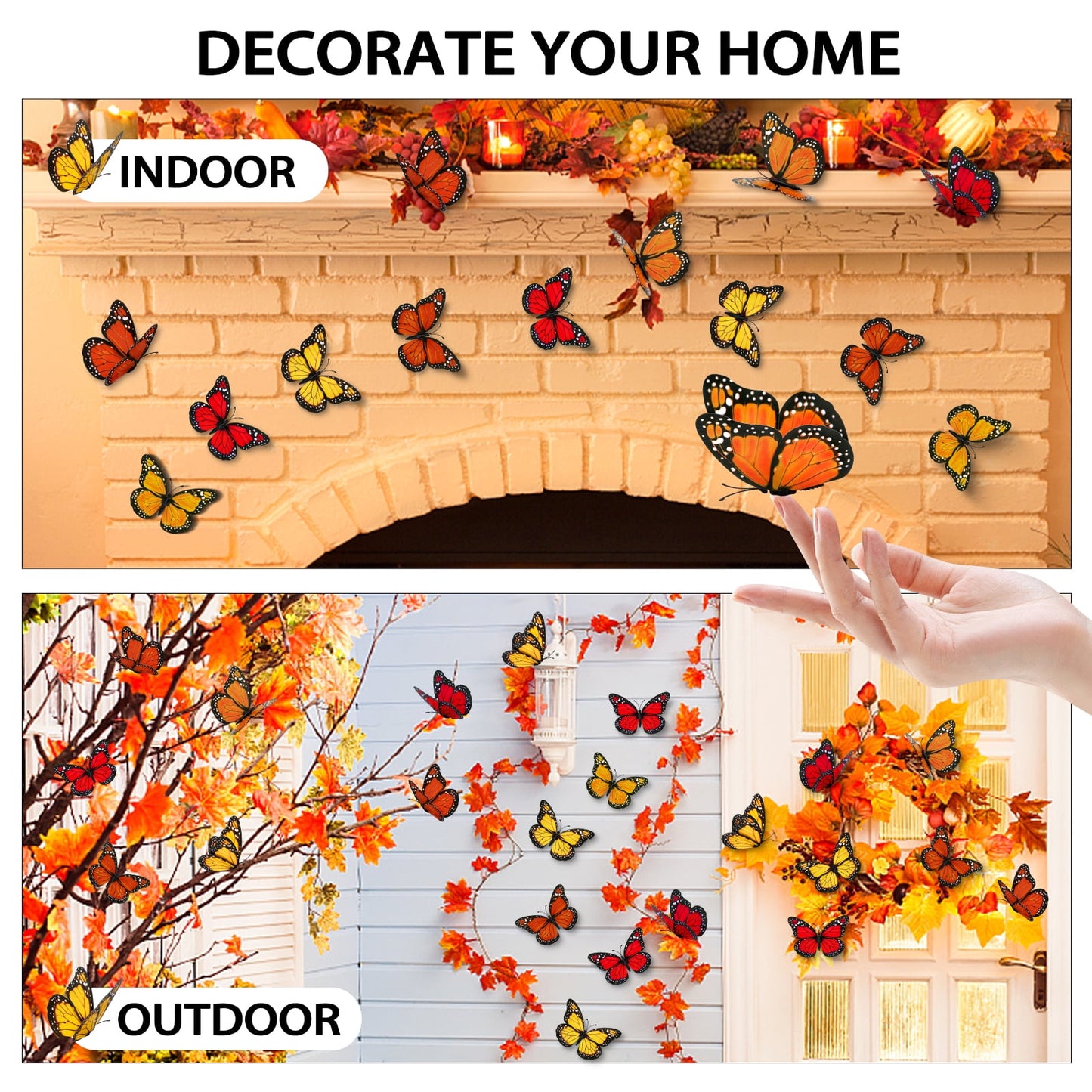 Ayieyill 40 Pcs Monarch Butterfly Cinco de Mayo Decorations Orange Butterflies for Crafts Premium Fake Butterflies Dia De Los Muertos Decor Wall Decor for Room, Wedding, Party  (4.72''L x 3.1'' H)