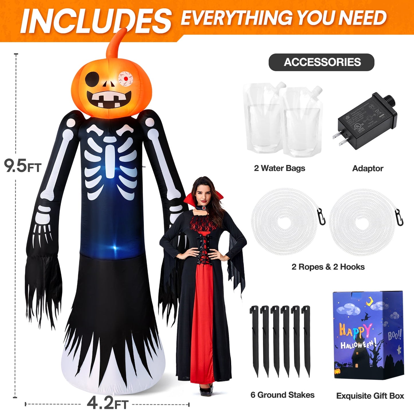 Ayieyill 9FT Halloween Inflatables Decorations, Large Halloween Decorations Outdoor Halloween Yard Inflatables