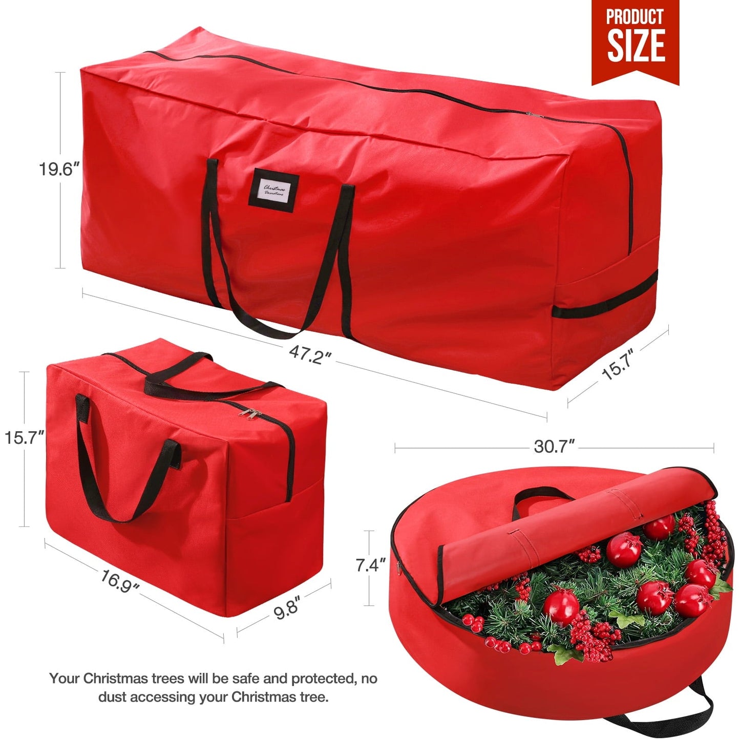 Ayieyill 3Pcs Christmas Tree Storage Bag, Christmas Tree Bag for 7.5 FT Artificial Trees