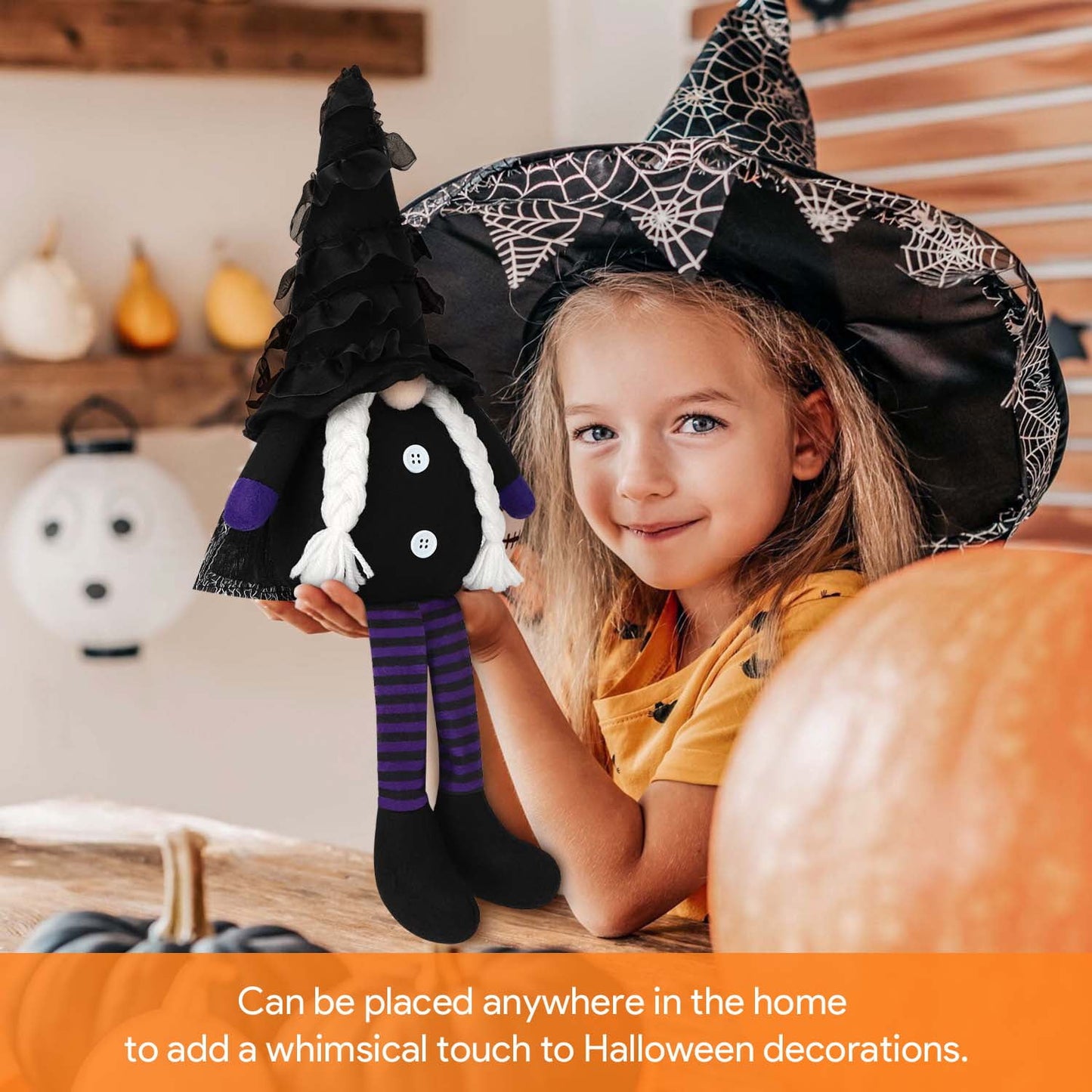 Ayieyill Halloween Gnomes Plush Decor, 2 Pack Handmade Tomte Swedish Gnome Decorations Ornaments