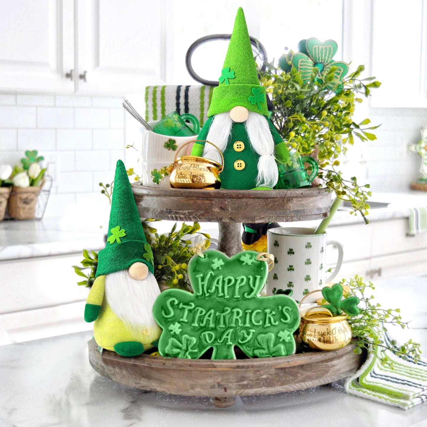Ayieyill 2Pcs st patricks day decorations Gnome Plush, Green Saint Paddy's Day Elf St. Patricks day decor