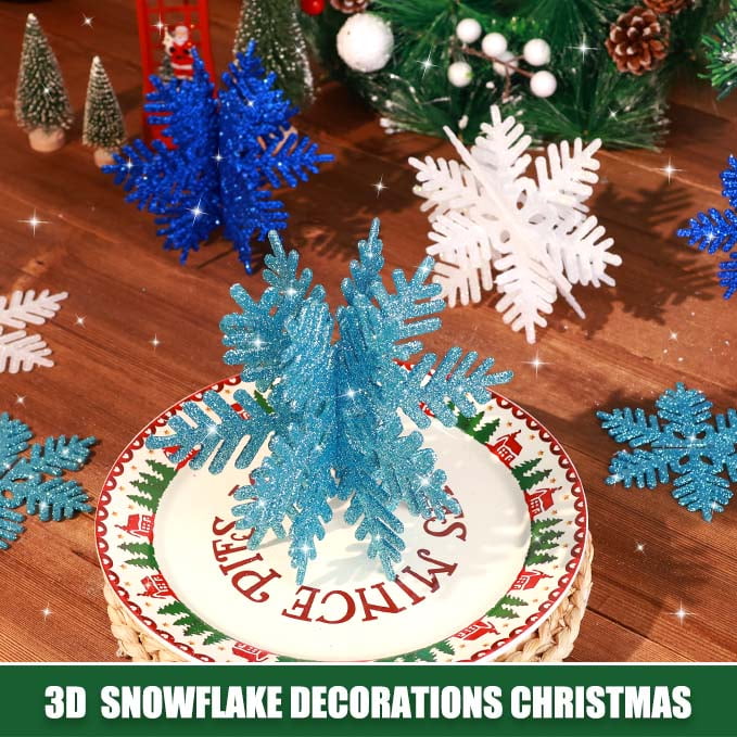Ayieyill 8 Pcs Snowflake Decorations, Snowflake Christmas Decoration Indoor, Winter 3D Snowflake Christmas Tabletop Decor