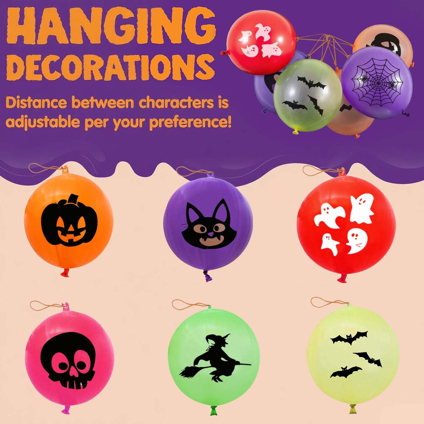 Ayieyill 36Pcs Trick or Treat Halloween Balloons for Games, 13in Punch Balloons for Halloween Party Supplies Decorations