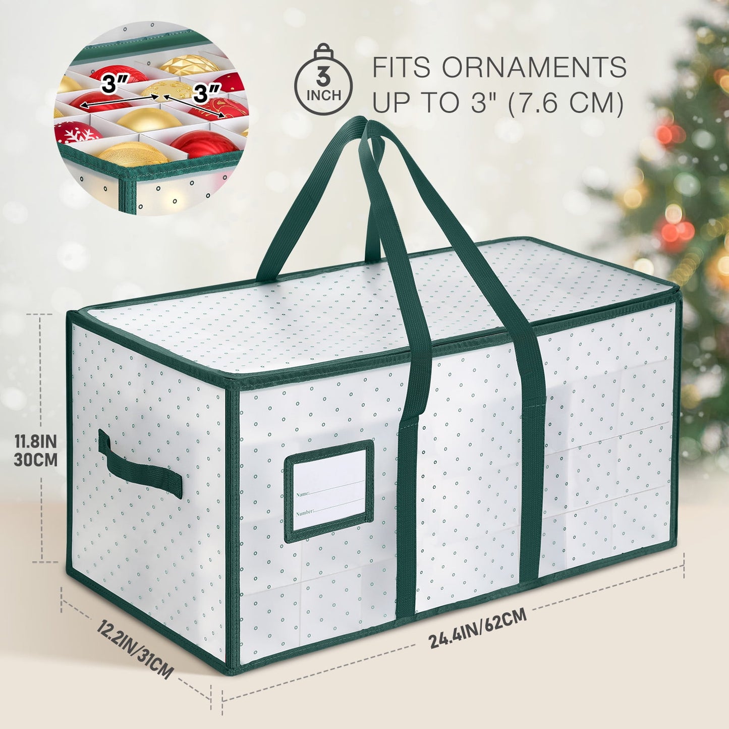 Ayieyill 128-Count Premium Red Christmas Ornament Storage Chest, Holiday Ornament Organizer Box
