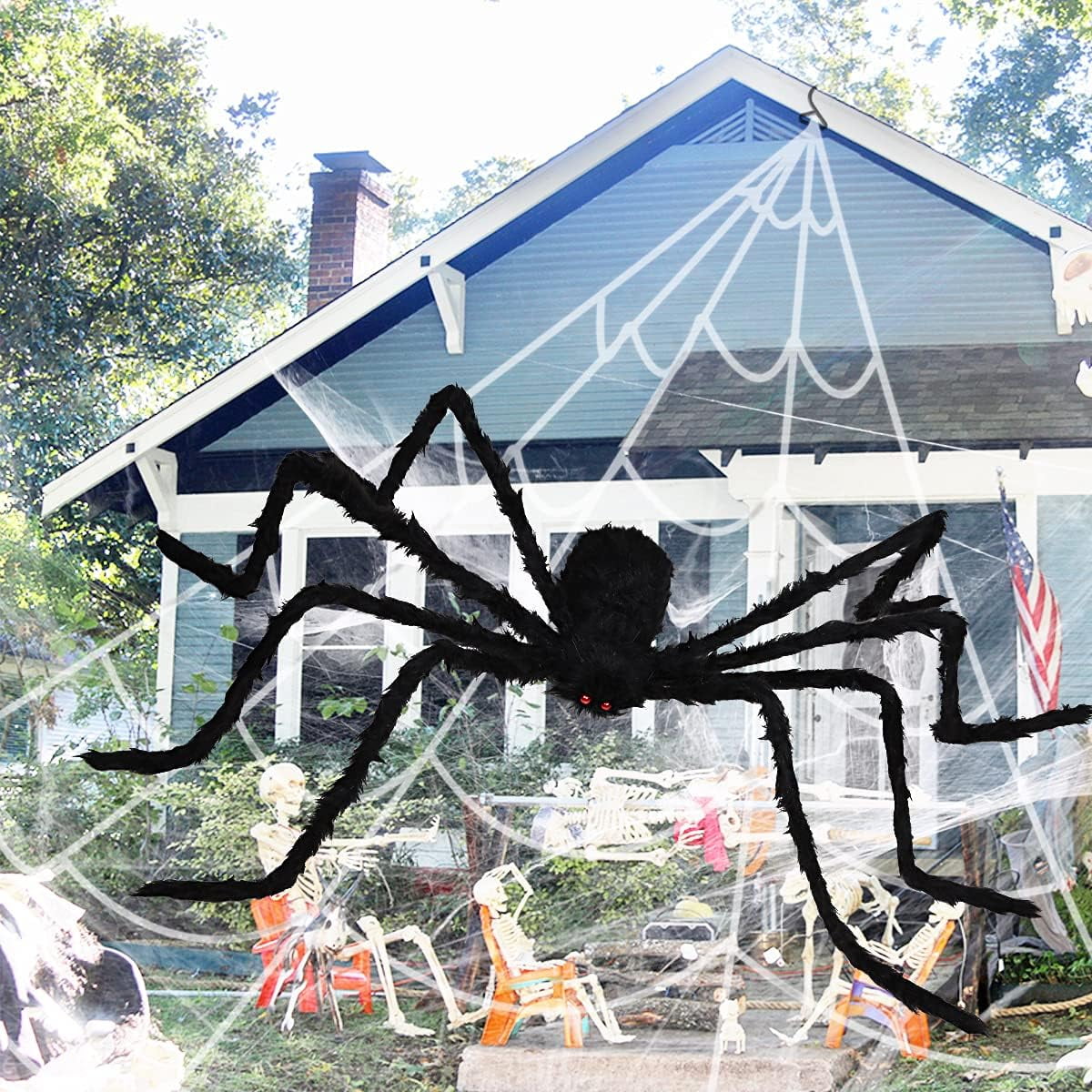 Ayieyill Halloween Spider Decorations 5 ft Giant Spider Halloween Outdoor Decorations