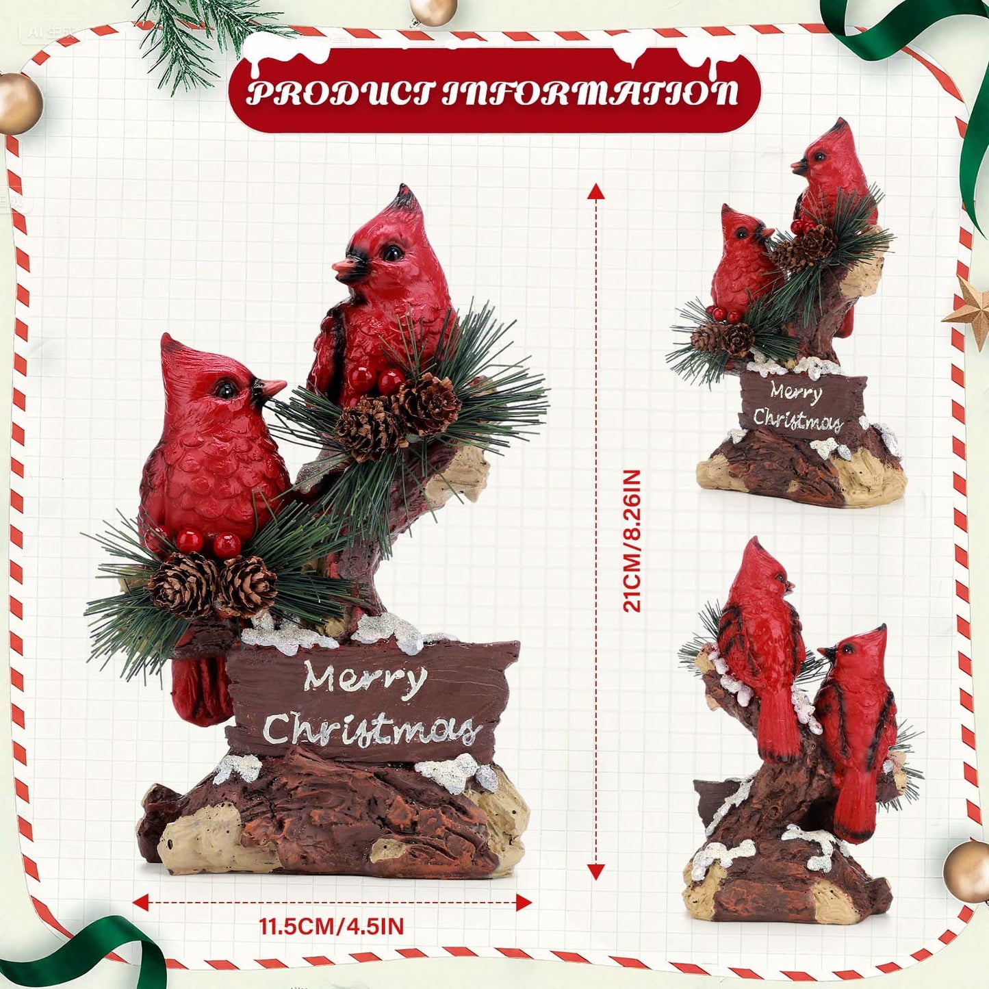 Ayieyill Cardinal Bird Christmas Decor Christmas Tabletop Decorations Christmas Cardinal Gift